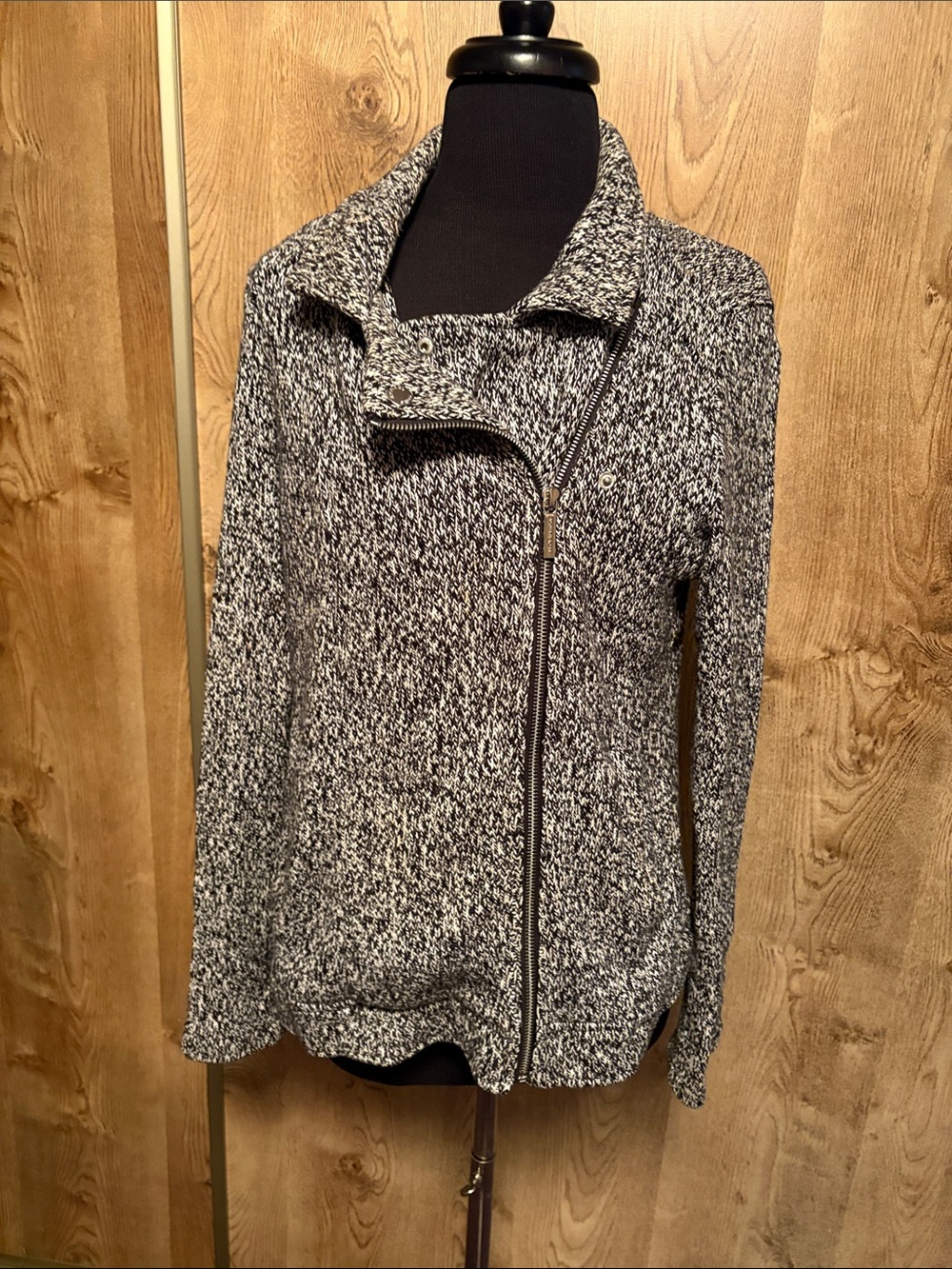 Black and White Marled Zip-Up Women's Jacket by Michael Kors